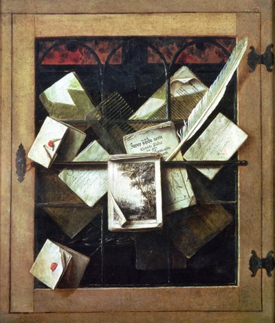 Trampantojo con cartas y cuadernos, 1665 de Cornelis Norbertus Gysbrechts